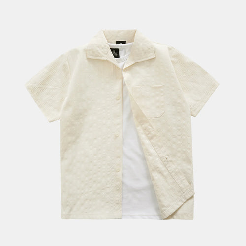 TEXTURED OFF WHITE SHIRT SUMMER CO-ORD SET KIDS (3 PIECE)